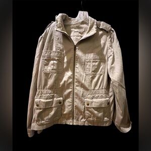 Ann Taylor Loft khaki jacket with lace collar, size XL